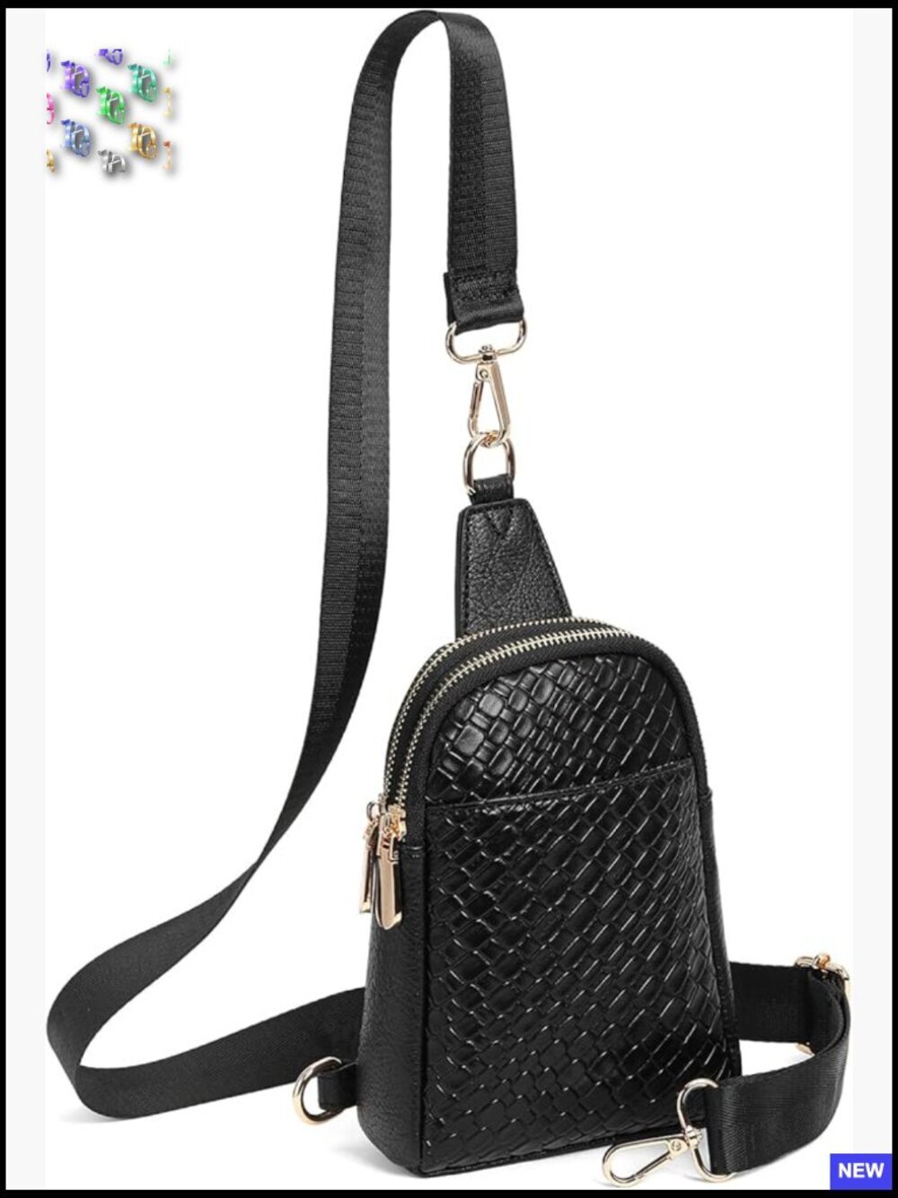 Small Vegan Leather Crossbody Sling Bag for Women Adjustable Strap Multi Pocket